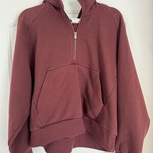 Athleta Forever Fleece 1/2 Half-Zip Hoodie in Garnet